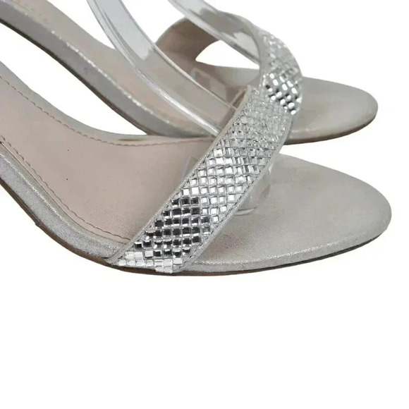 Carvela  Stiletto Heel Sandals Silver Metallic Sling back Size 37 - Picture 4 of 15